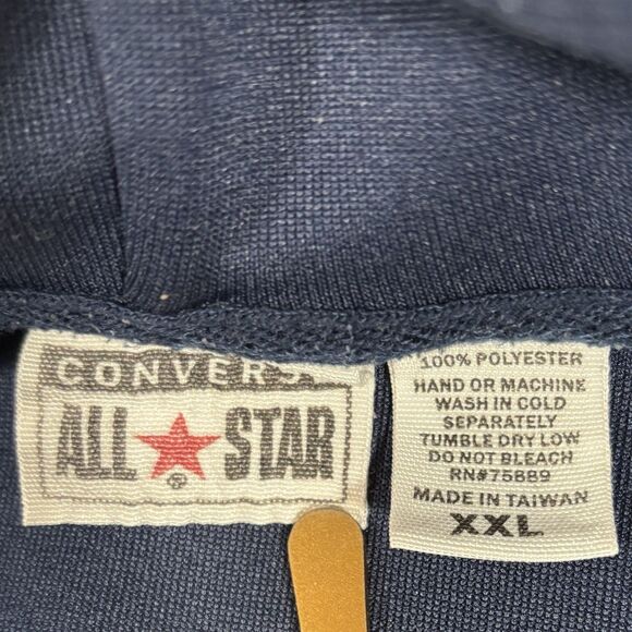 CONVERSE ALL STAR Y2K Blue Hoodie Red Stripes Full Zip Track Warm Up - Picture 8 of 9